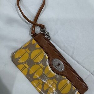 Fossil Yellow and Brown Wristlet